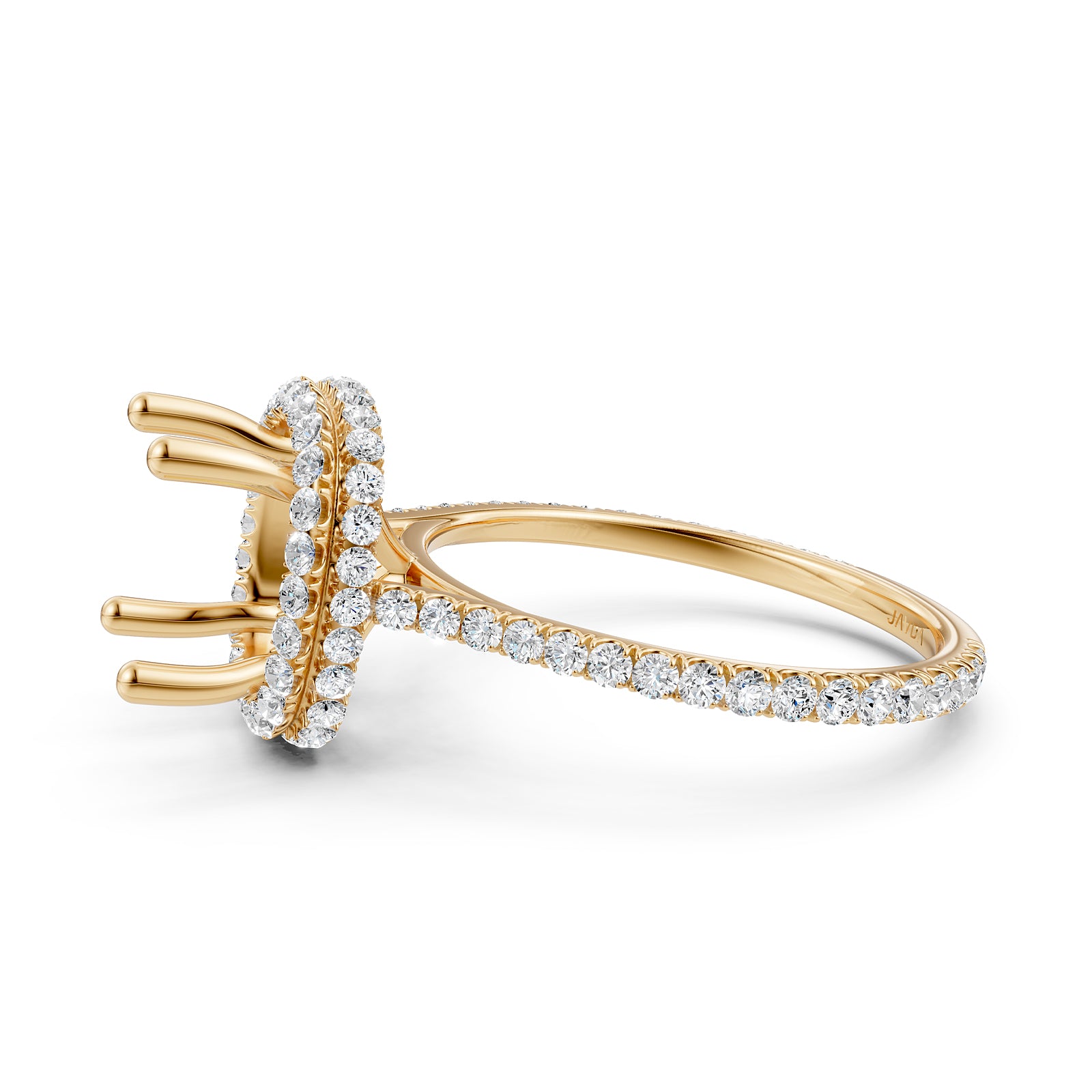 Double Halo Semi Mount Lab Grown Diamond Engagement Ring 0.53 Ct.